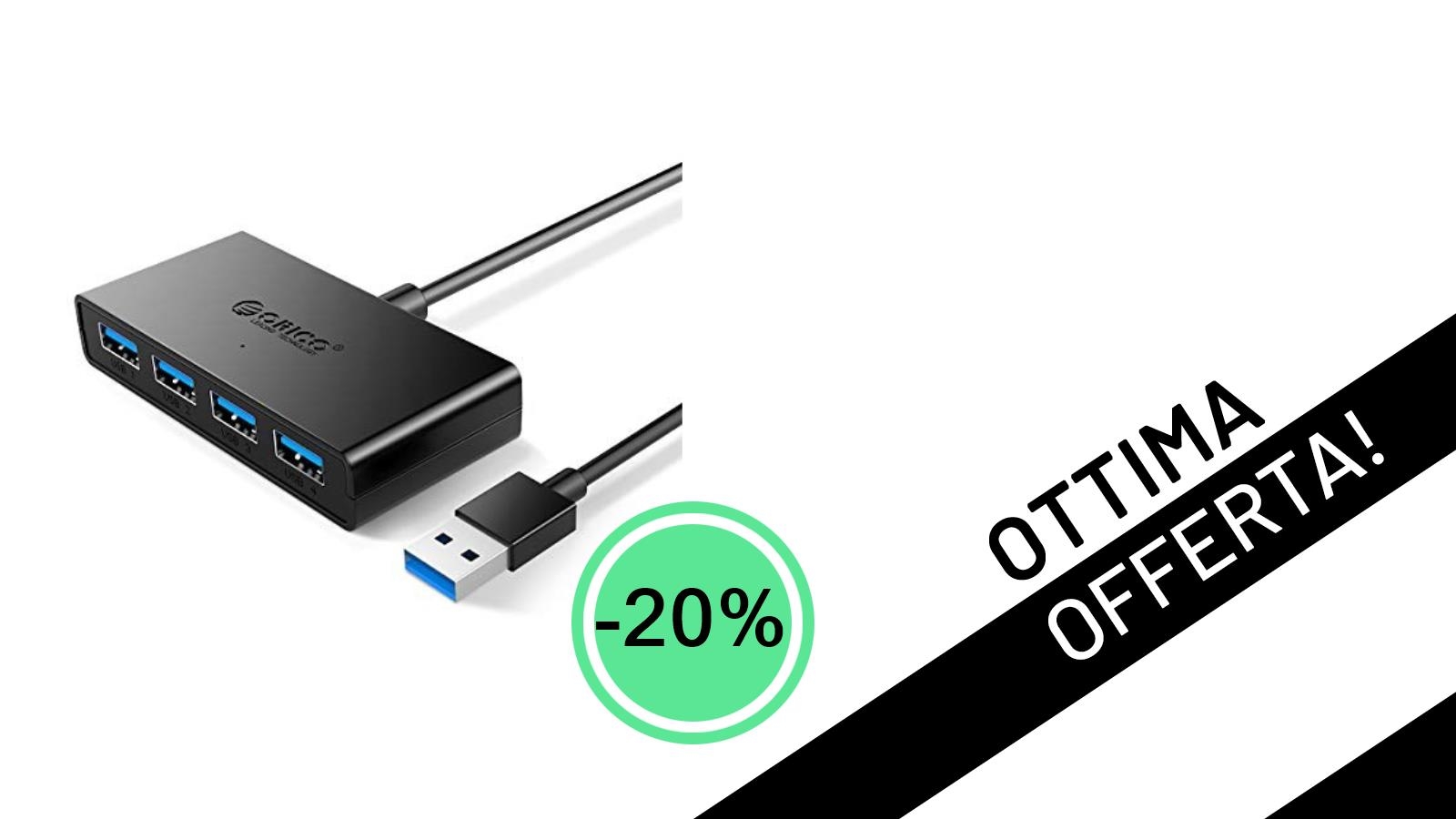 Espandi la tua connettività: L'Hub USB 3.0 ORICO a 4 porte in super offerta a soli 15,19€!