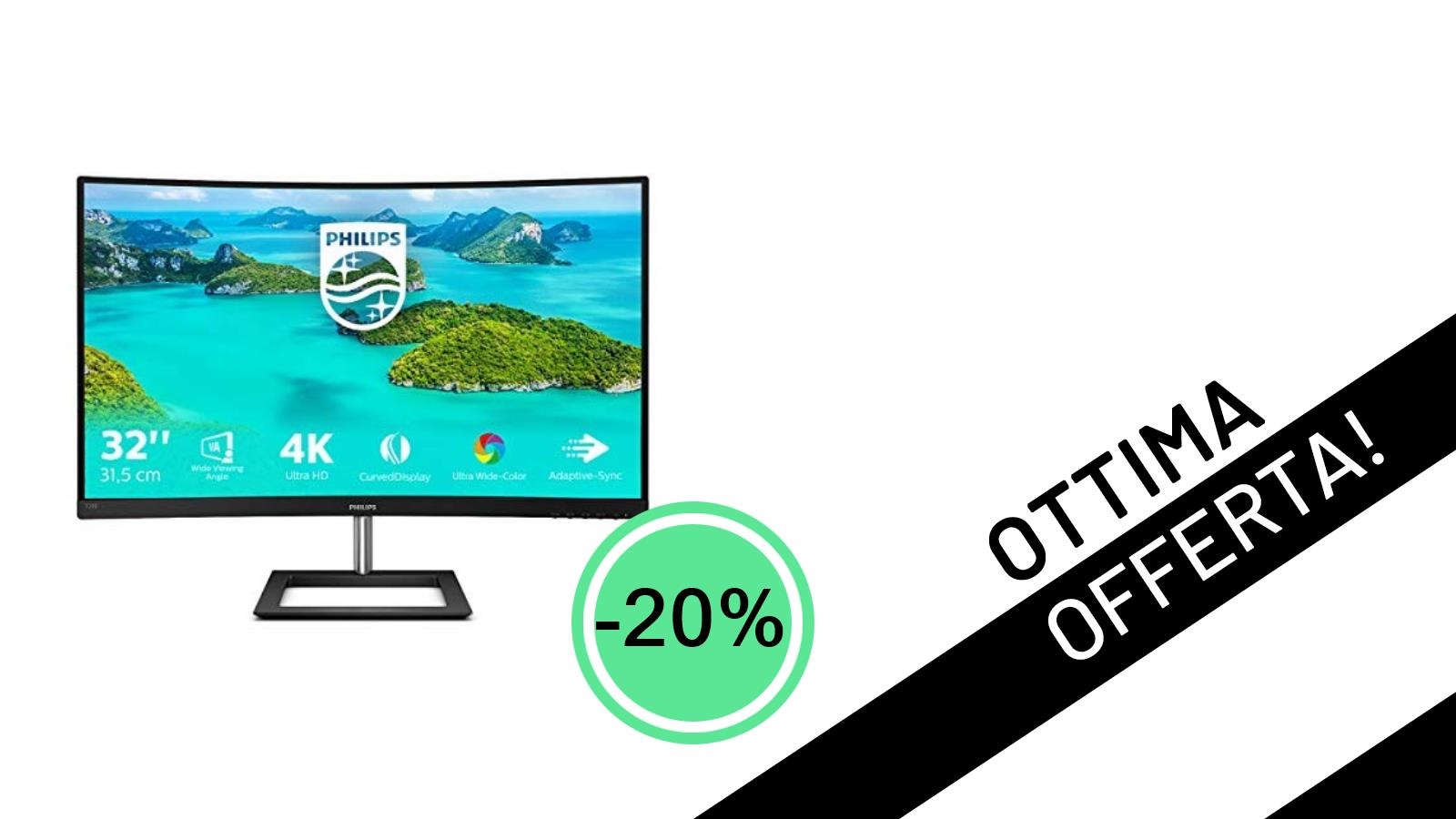 Monitor Philips 328E1CA 4K Curvo al Minimo Storico: Un'Offerta Imperdibile per Gaming e Multimedia!
