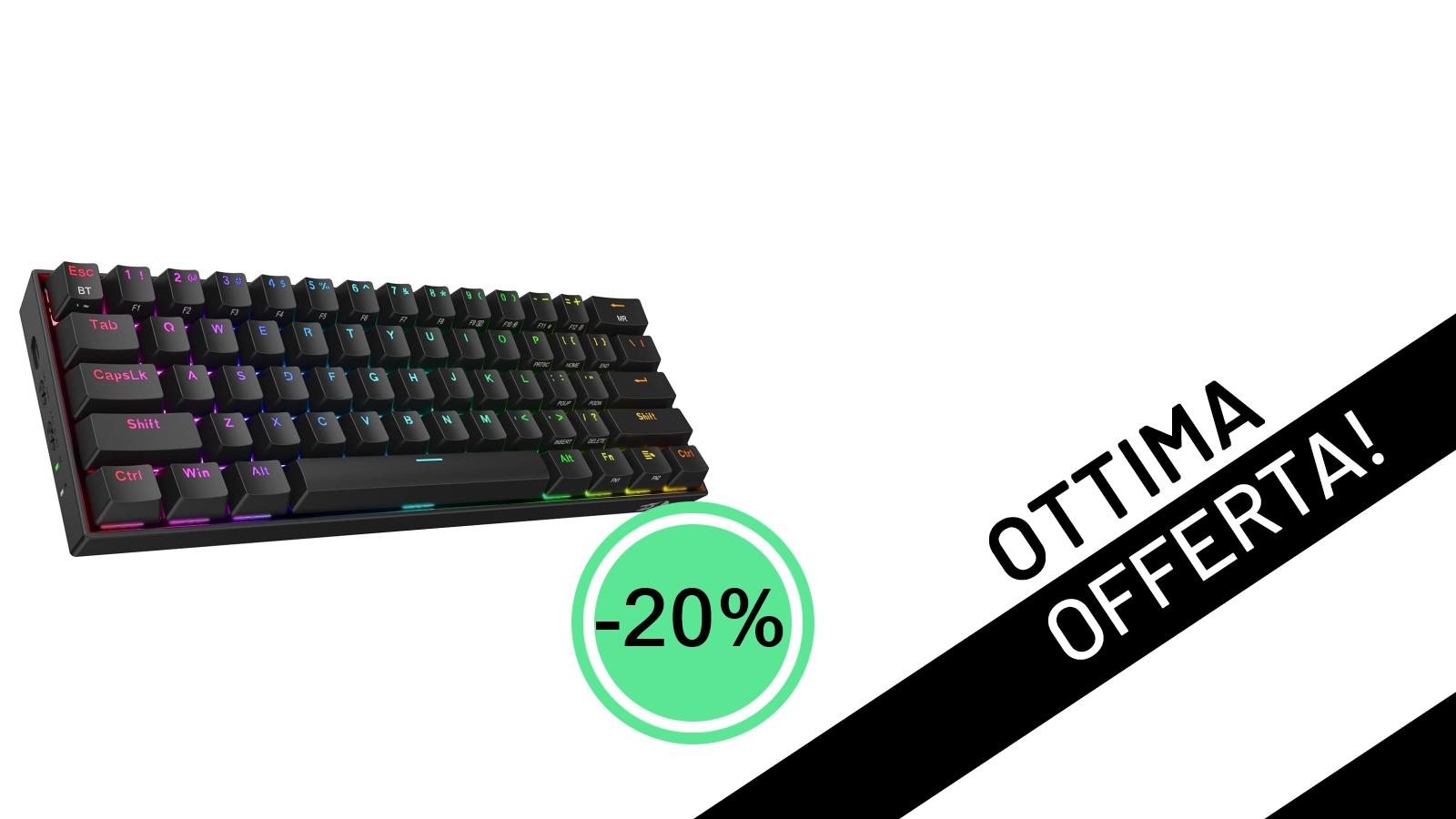 Non perdere l'occasione: La tastiera gaming Redragon K530 Pro 60% è tua con il 20% di sconto!