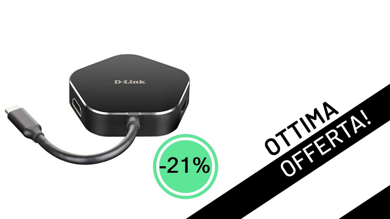 Non perdere l'occasione: l'Hub USB-C D-Link 4-in-1 è tuo con il 21% di sconto a soli 31,23€!