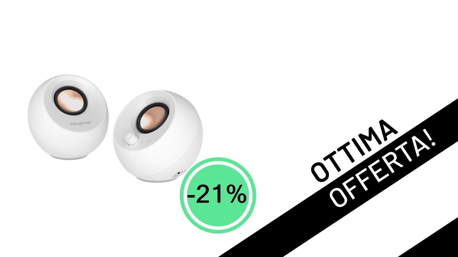 Offerta Imperdibile: i CREATIVE Pebble Pro (Bianca) con RGB e Bluetooth a soli 47,49€!
