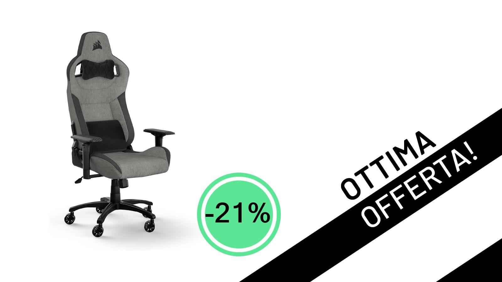 La Sedia Gaming Corsair T3 RUSH Fabric (2023) al Minimo Storico: Comfort Premium con il 21% di Sconto!