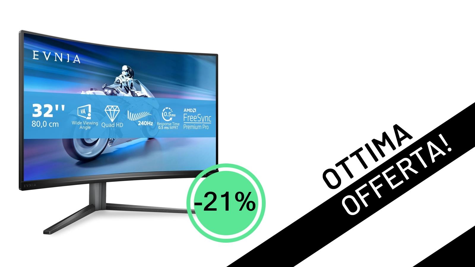Un'Offerta Imperdibile: Il Monitor Gaming Curvo Philips Evnia QHD da 32" Scontato del 21%!