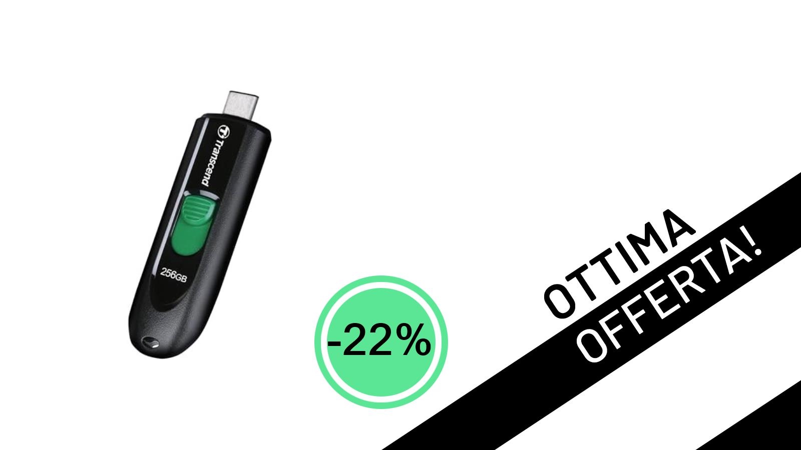Offerta Lampo: Chiavetta USB Transcend JetFlash 790C da 256GB a soli 21,41€!