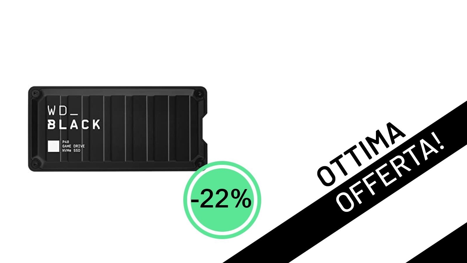 L'SSD Esterno WD_BLACK P40 da 1TB è in offerta lampo: non perdere lo sconto del 22%!