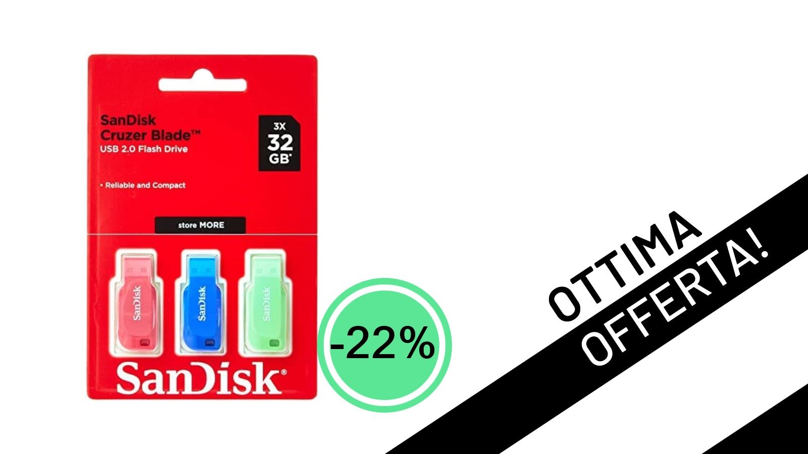 SanDisk Cruzer Blade 3X 32GB: La Chiavetta USB Versatile in Offerta Imperdibile a soli 14,69€!