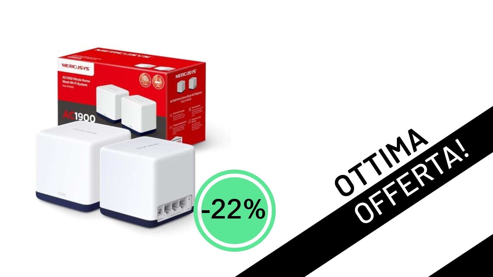 Rivoluziona il tuo WiFi: il sistema Mesh Mercusys Halo H1900G (2-pack) in offerta imperdibile a soli 54,99€!