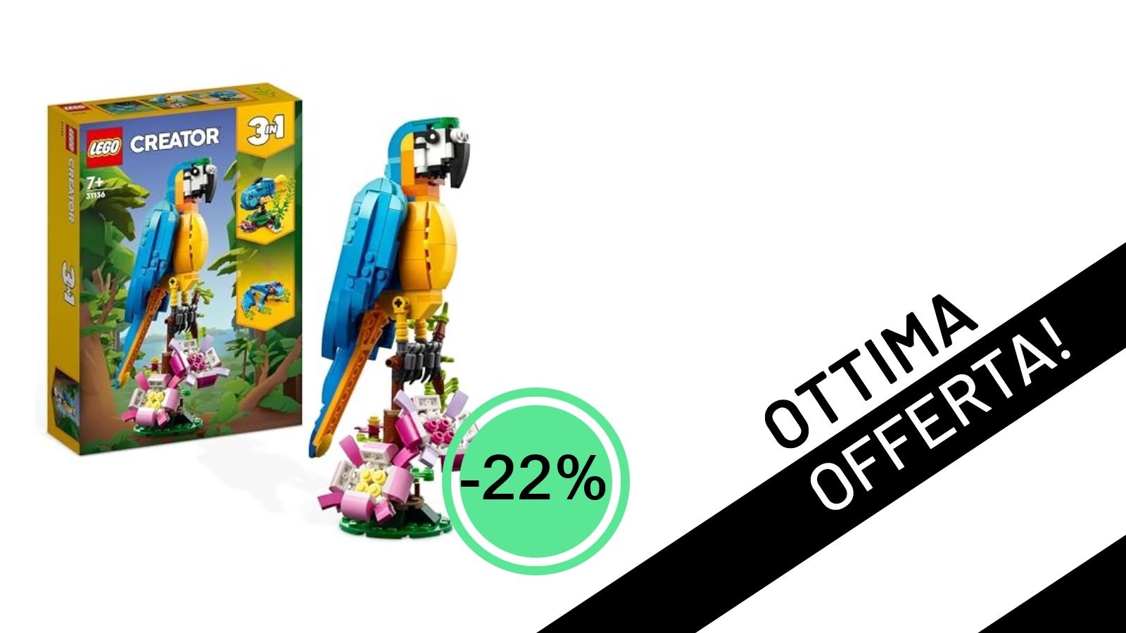 L'Avventura Ti Chiama! LEGO Creator 3 in 1 Pappagallo Esotico in Offerta Imperdibile a Soli 17,49€!