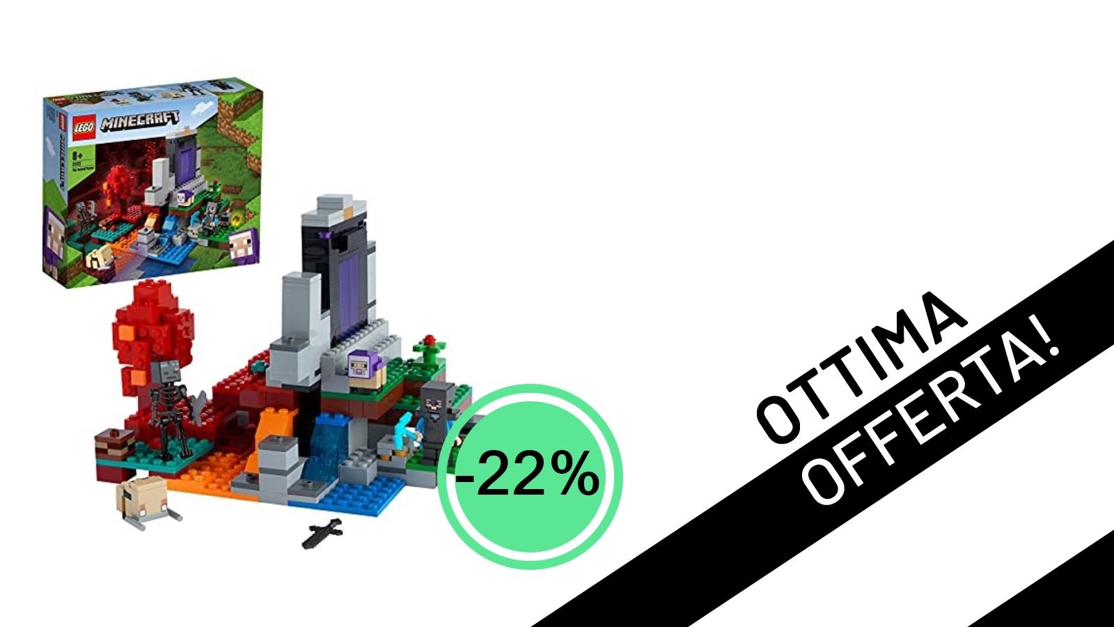 Imperdibile Offerta LEGO Minecraft: "Il Portale in Rovina" Scontato del 22% a soli 52,80€!