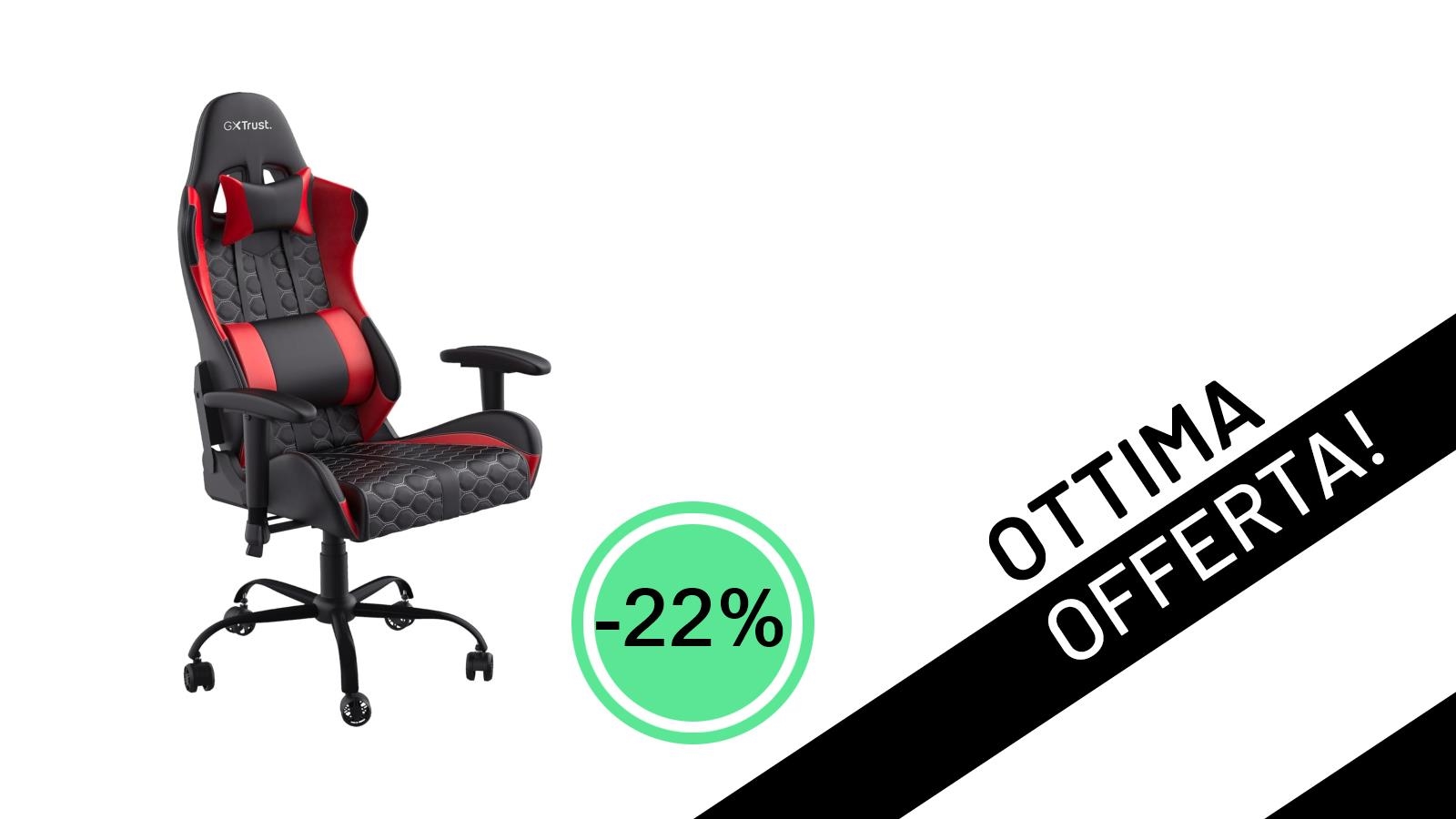 Trust Gaming GXT 708R Resto: La Sedia Gaming Definitiva in Offerta Scontata del 22%!