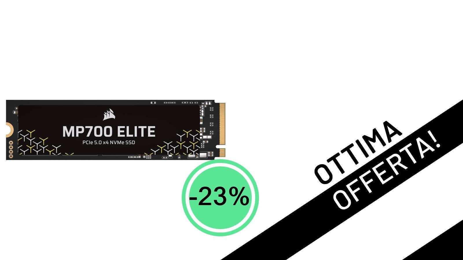 L'SSD Corsair MP700 ELITE 1TB PCIe 5.0 raggiunge un prezzo incredibile con il 23% di sconto!