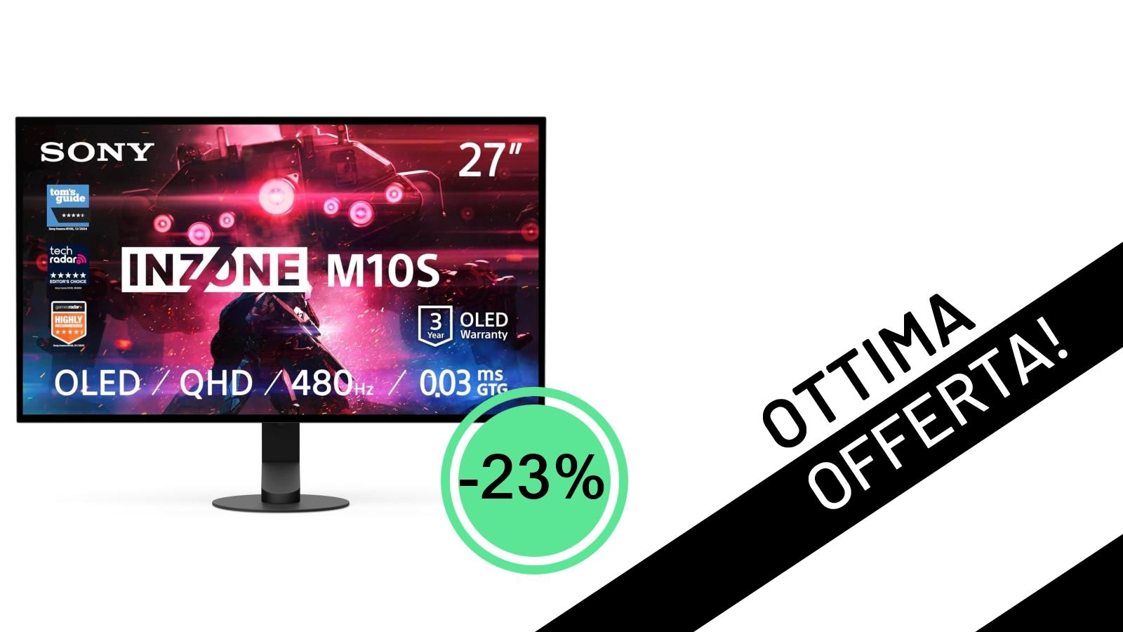 Sony INZONE M10S OLED: Il Monitor Gaming 480Hz dei sogni in offerta imperdibile a 999€!