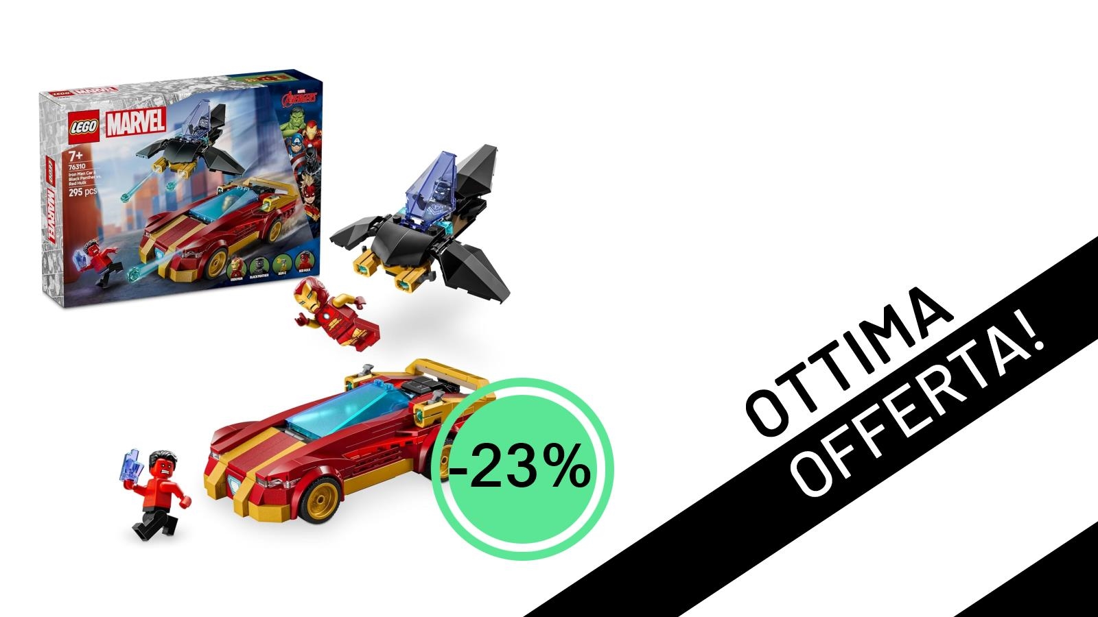 Offerta Supereroe: LEGO Marvel Auto di Iron Man e Black Panther con Hulk Rosso a un Prezzo Incredibile!