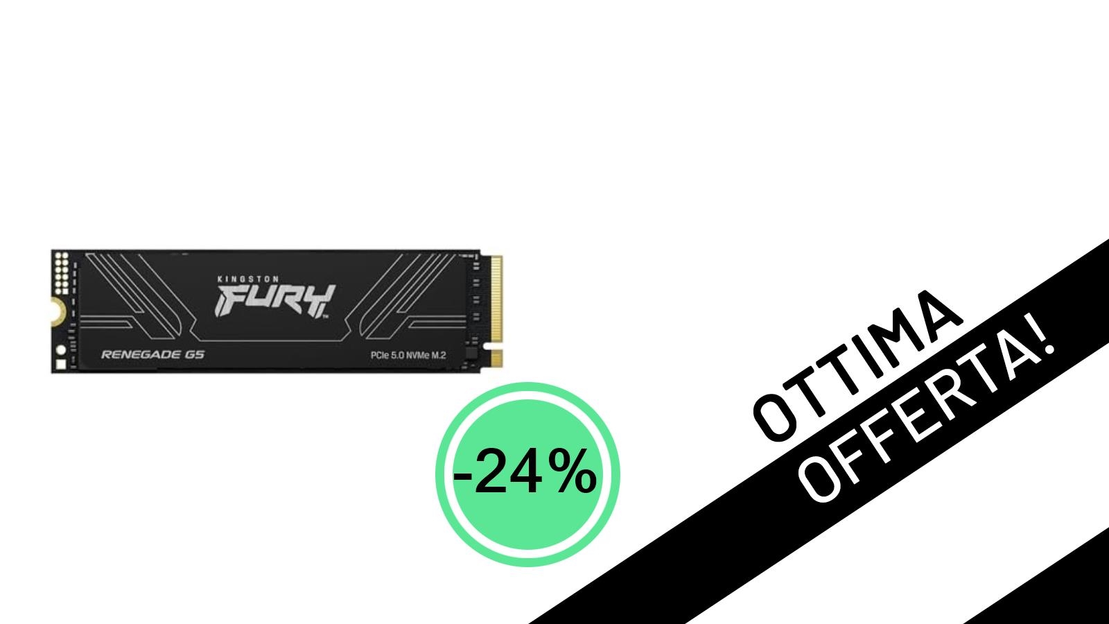 Offerta Imperdibile: Il Kingston FURY Renegade G5 PCIe 5.0 NVMe M.2 SSD da 1TB Scontato del 24% a Soli 213,58€!