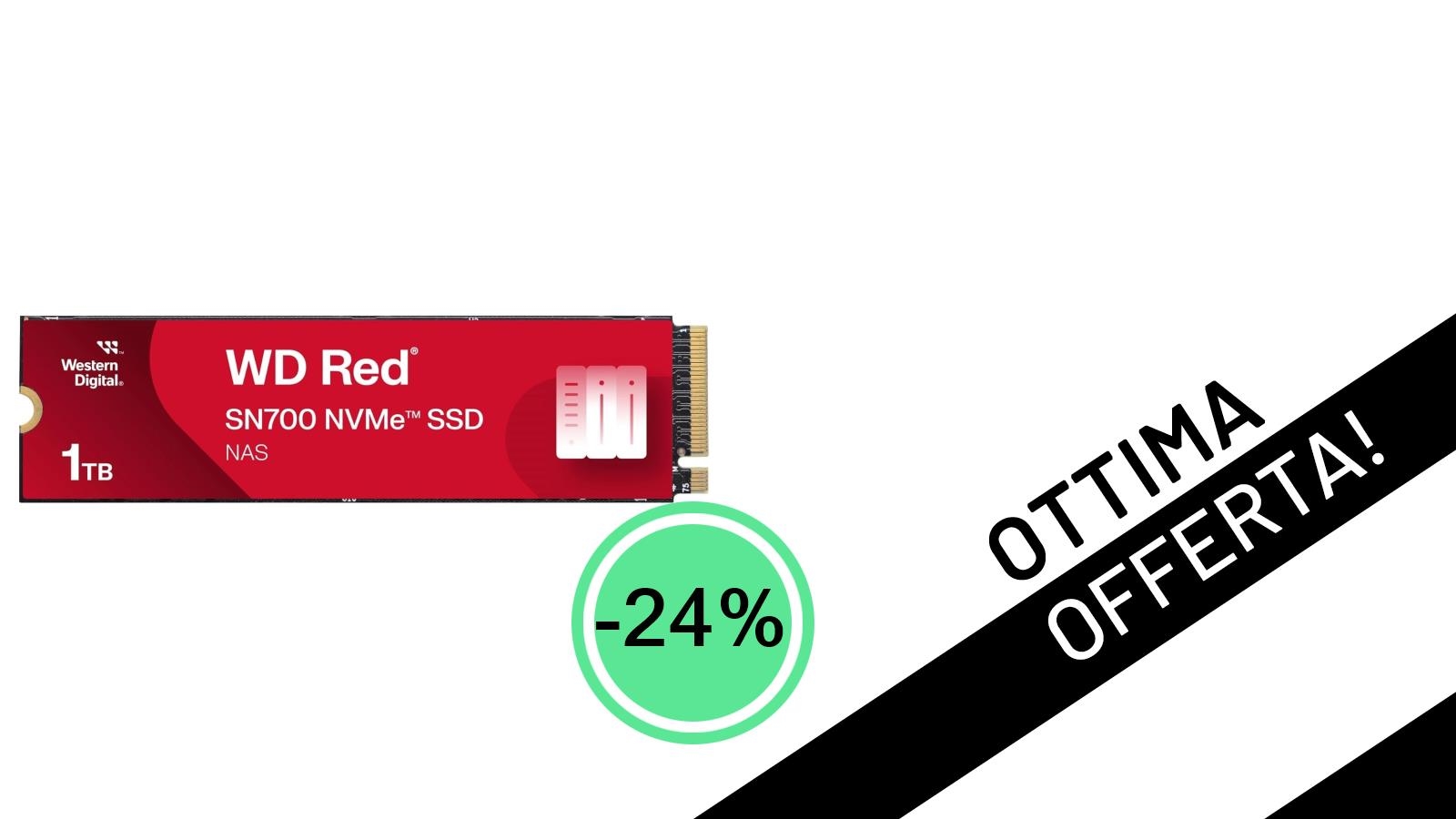 Offerta imperdibile: l'SSD Western Digital 1TB RED SN700 M.2 PCIe al minimo storico con il 24% di sconto!
