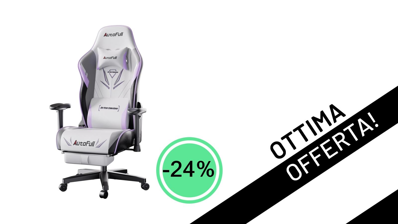 La Sedia Gaming AutoFull C3 Ergonomica con Schienale Regolabile è in Offerta Imperdibile: Tua con il -24% a soli 227,99€!