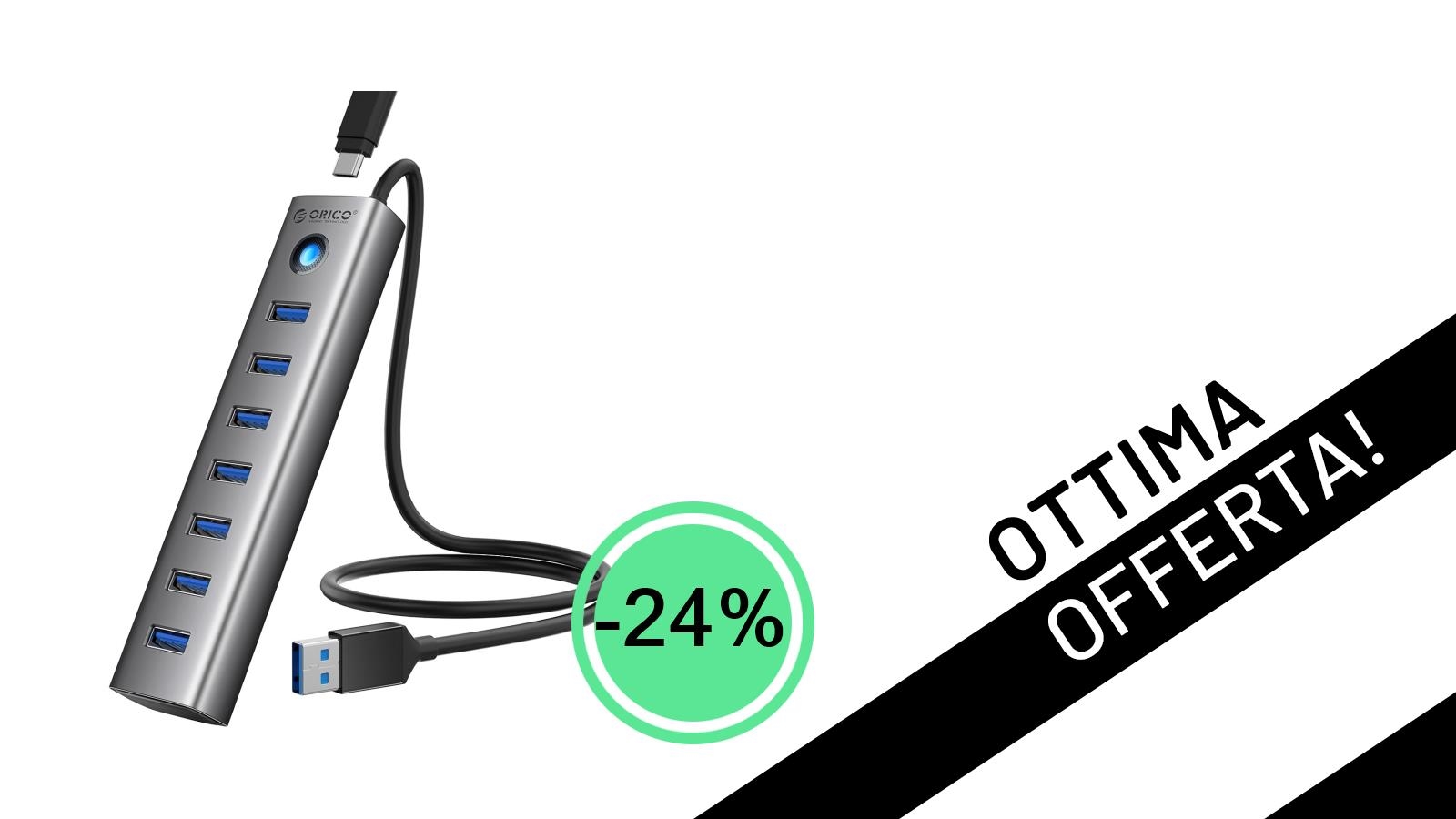 ORICO Hub USB 3.0 a 7 Porte: L'Offerta Imperdibile per Espandere la Tua Connettività!
