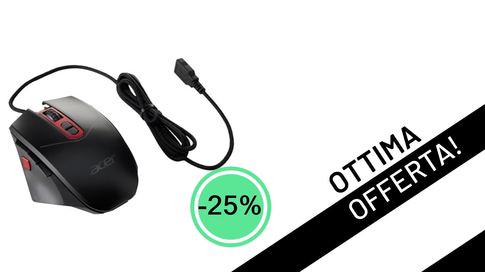 Offerta Shock: L'Acer Nitro Gaming Mouse Sfreccia a Soli 26,23€ con il 25% di Sconto!