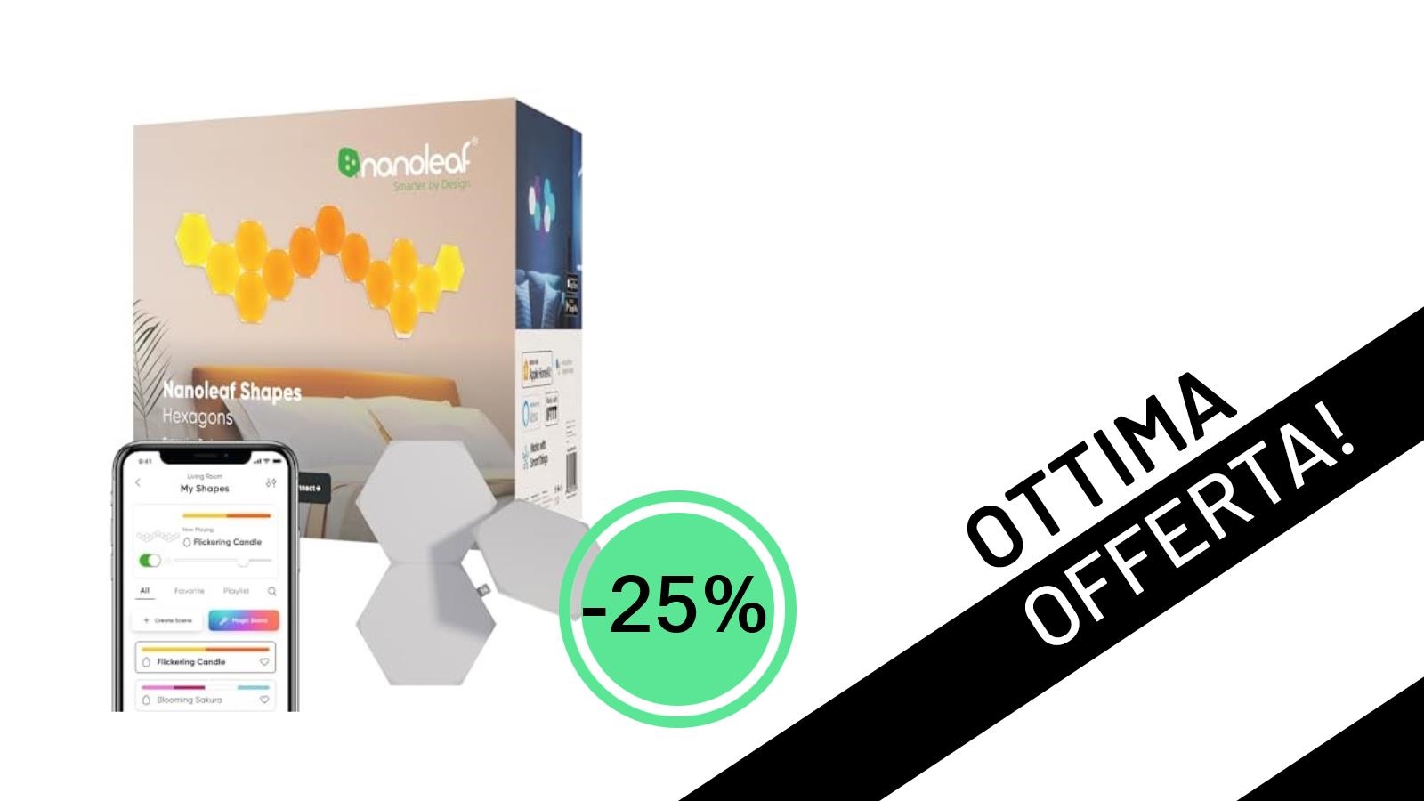 Illumina il Tuo Spazio con Stile: Nanoleaf Shapes Hexagon Expansion Pack al -25%!