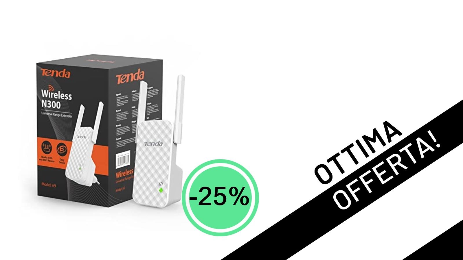Potenzia il tuo Wi-Fi con Tenda A9: Extender a soli 14,99€ con il 25% di sconto!