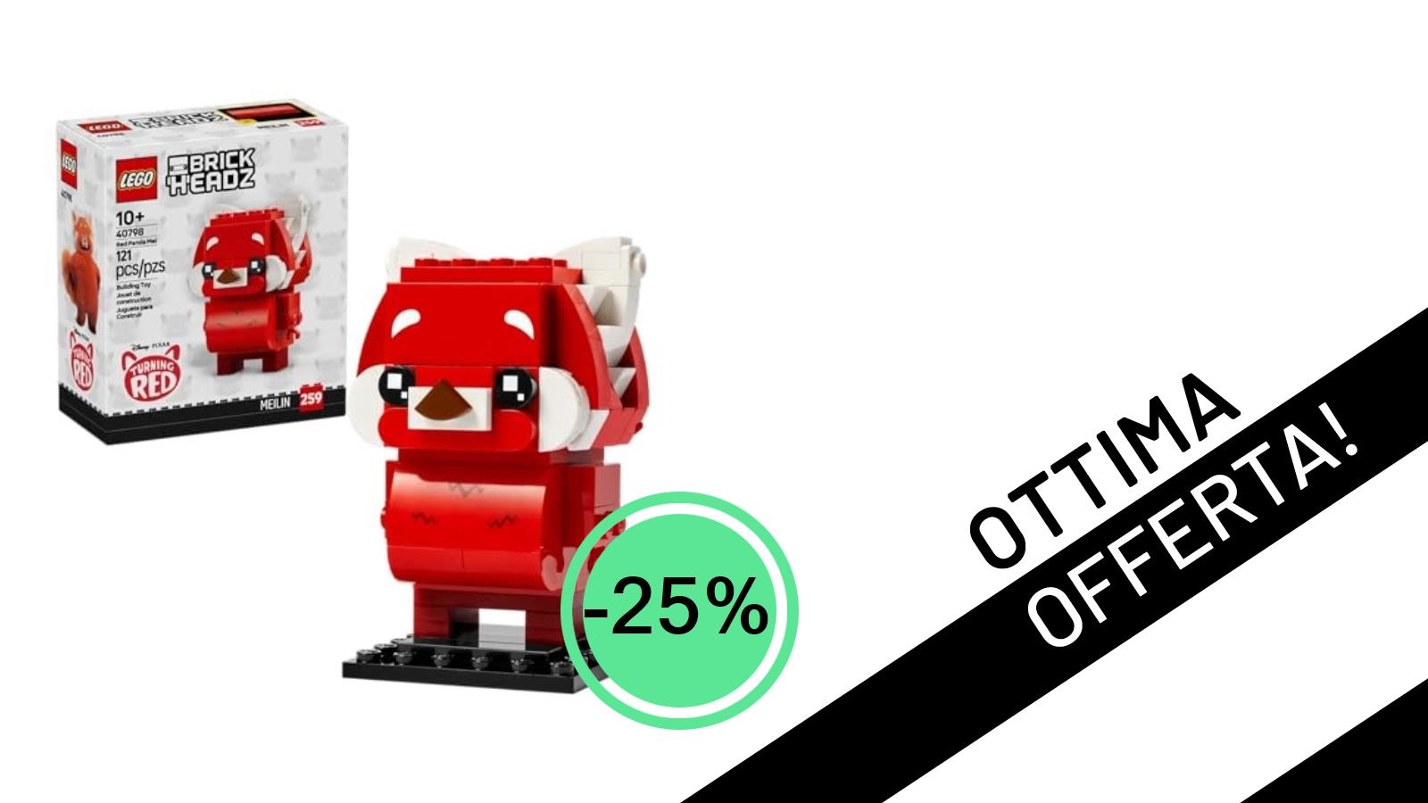 Offerta imperdibile: Il LEGO Panda rosso Mei BrickHeadz set 40798 con il -25% di sconto!