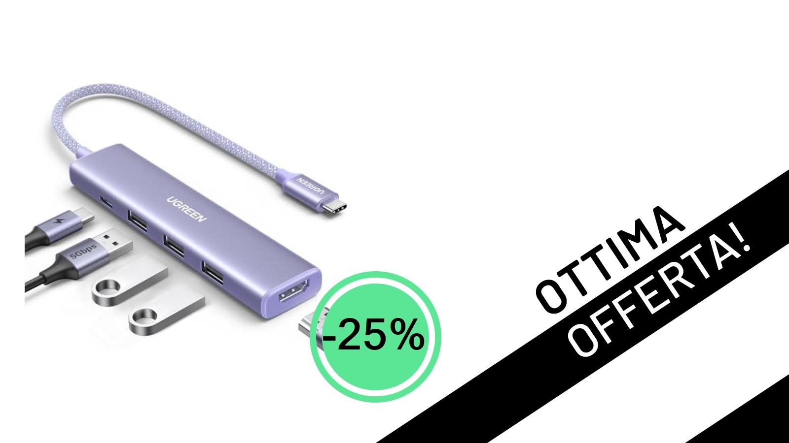UGREEN Hub USB C 5-in-1: Espandi la tua produttività con il 25% di sconto a soli 17,24€!