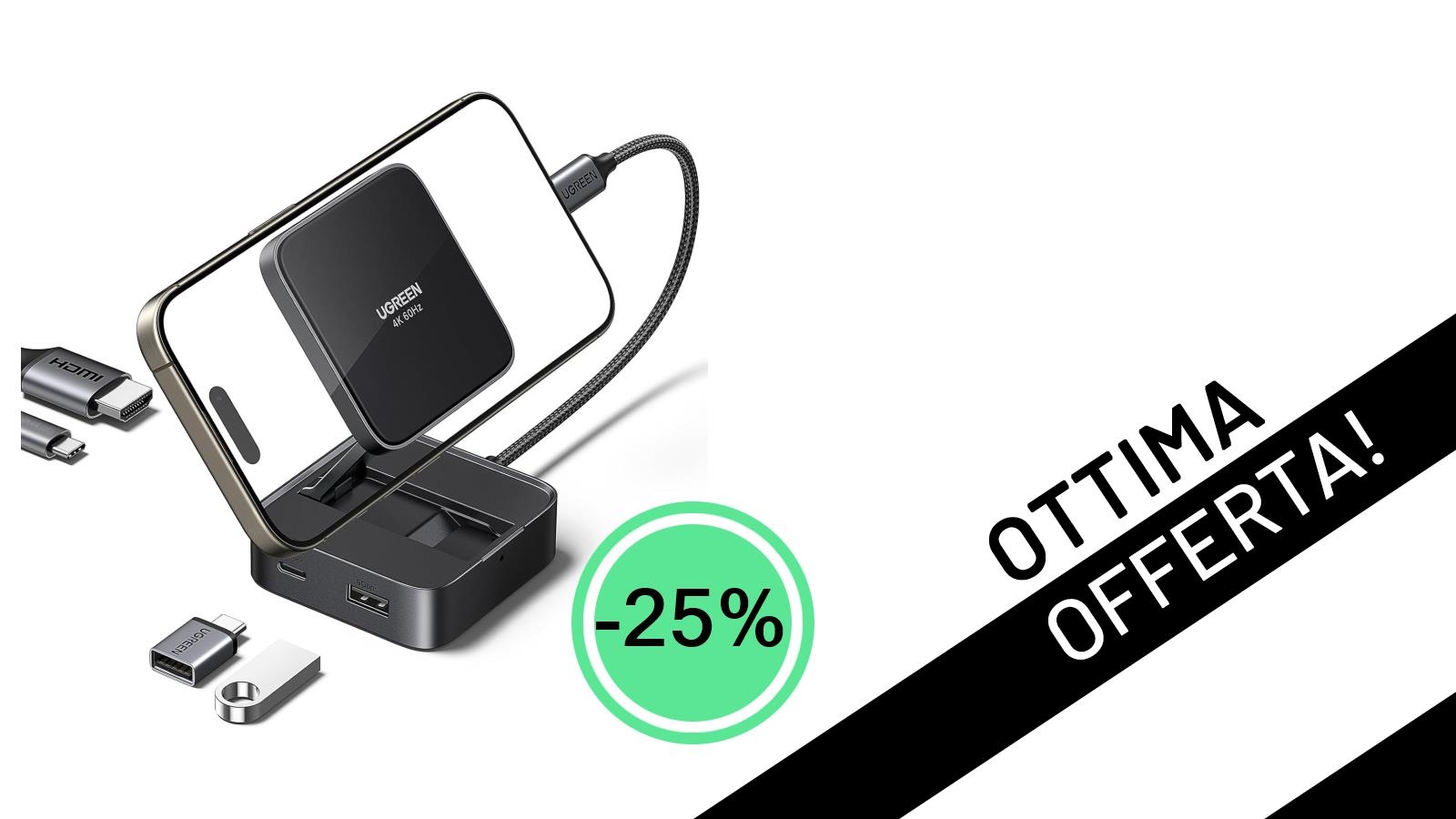 UGREEN Hub USB C con HDMI 4K e Ricarica PD: Un Affare da Non Perdere a Soli 22,49€!