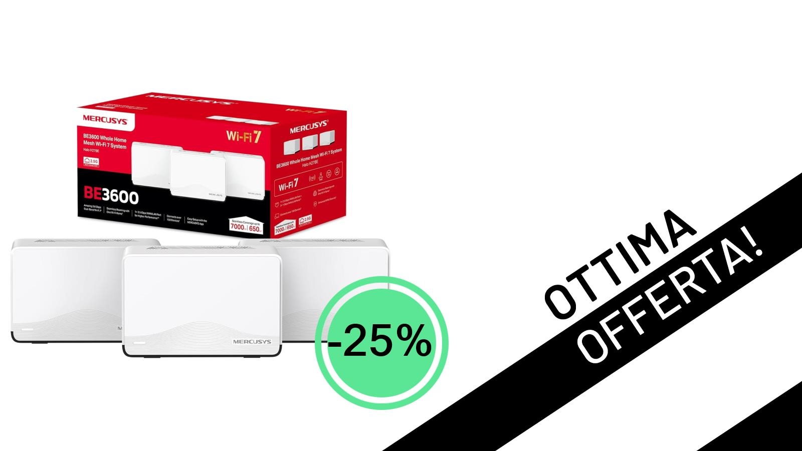 Rivoluziona il tuo Wi-Fi: Mercusys Halo H27BE Mesh Wi-Fi 7 BE3600Mbps a soli 149,99€ con il 25% di sconto!
