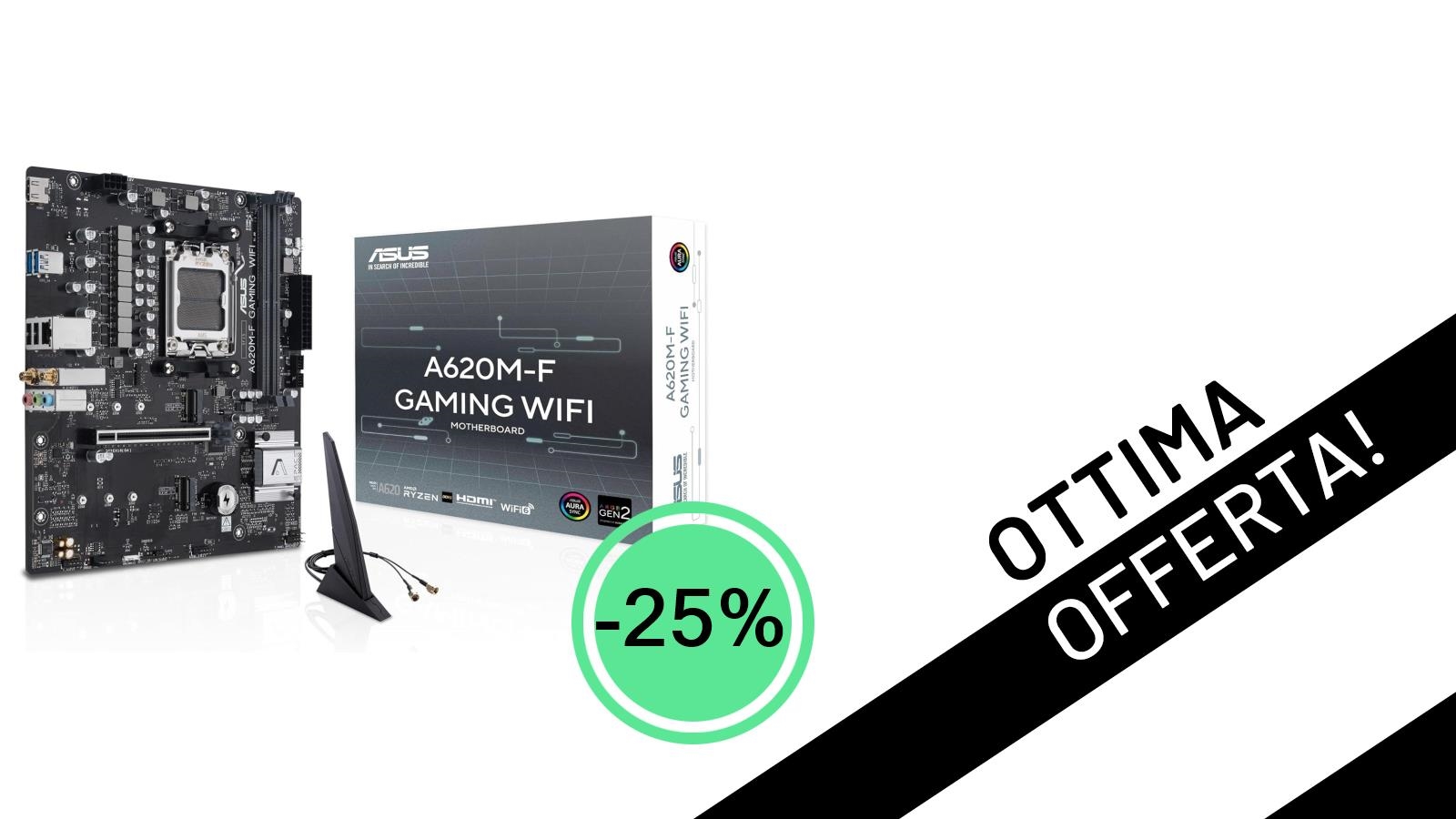 Offerta da non perdere: la Scheda Madre ASUS A620M-F GAMING WIFI crolla a soli 104,92€!
