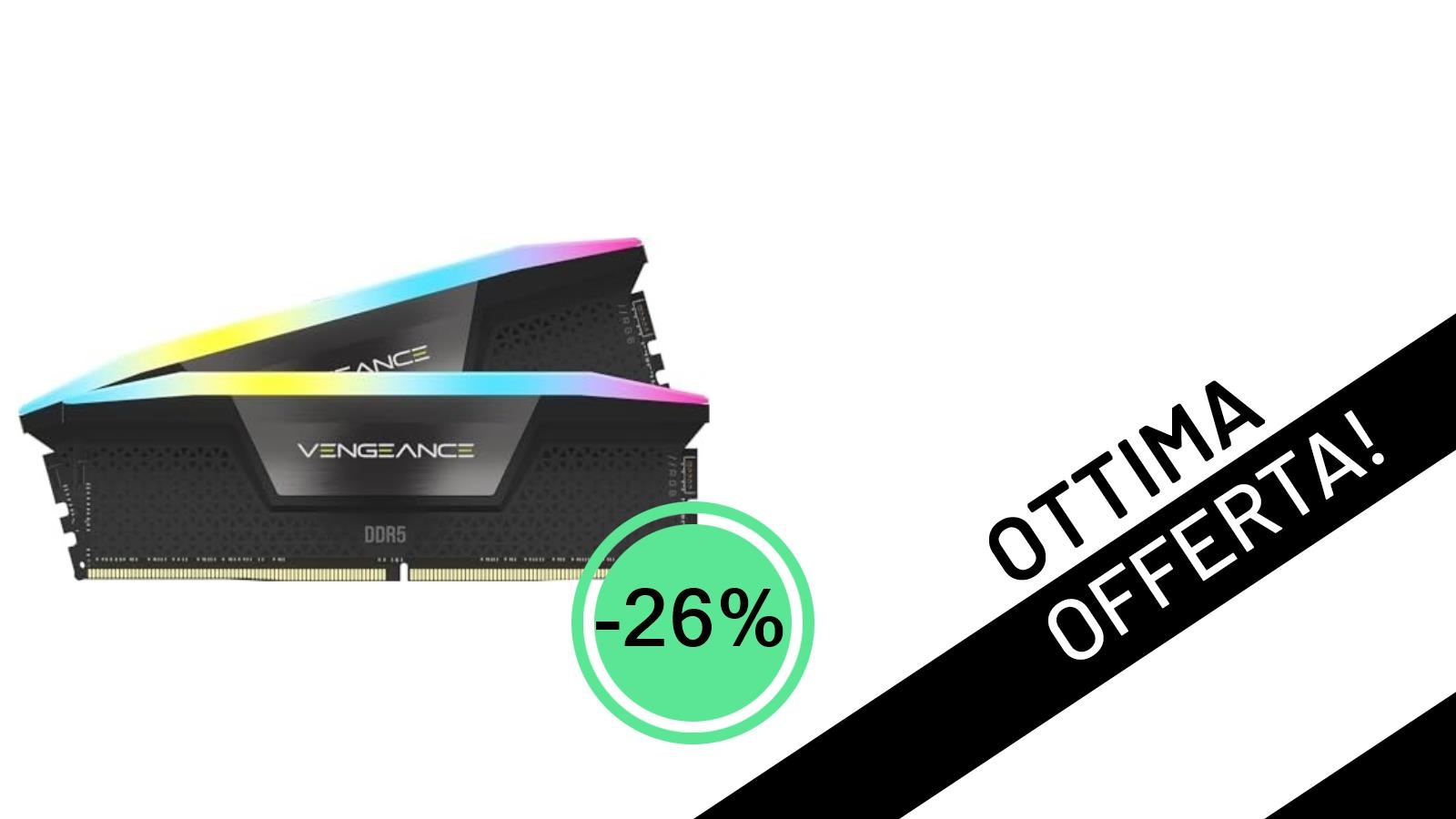 Offerta Lampo: Potenza e Stile con la RAM CORSAIR VENGEANCE RGB DDR5 al -26%!