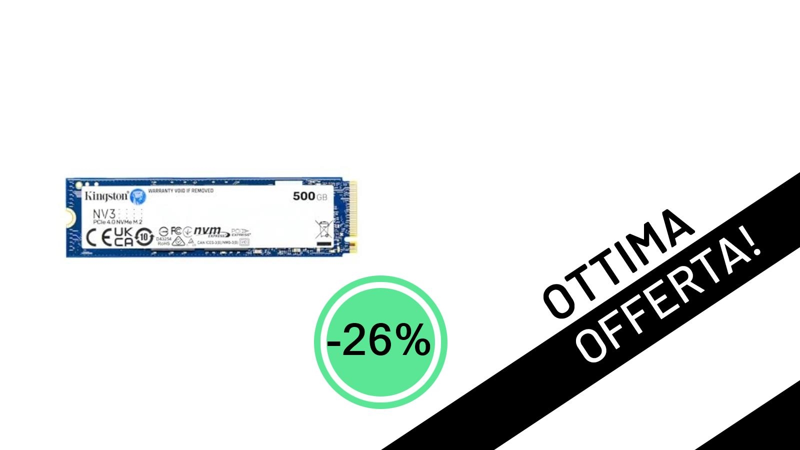 Offerta Imperdibile: SSD Kingston SNV3S/500G da 500GB al Minimo Storico con il -26%!