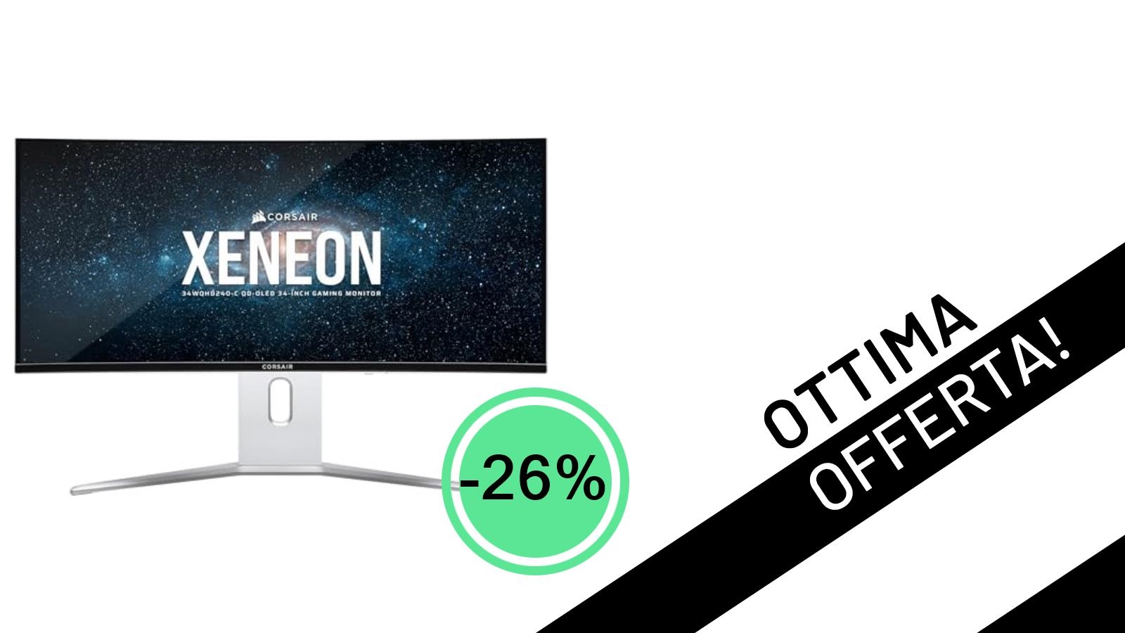 Offerta Imperdibile: Il Monitor Gaming Corsair XENEON 34WQHD240-C QD-OLED Curvo Scende Sotto i 1000€!