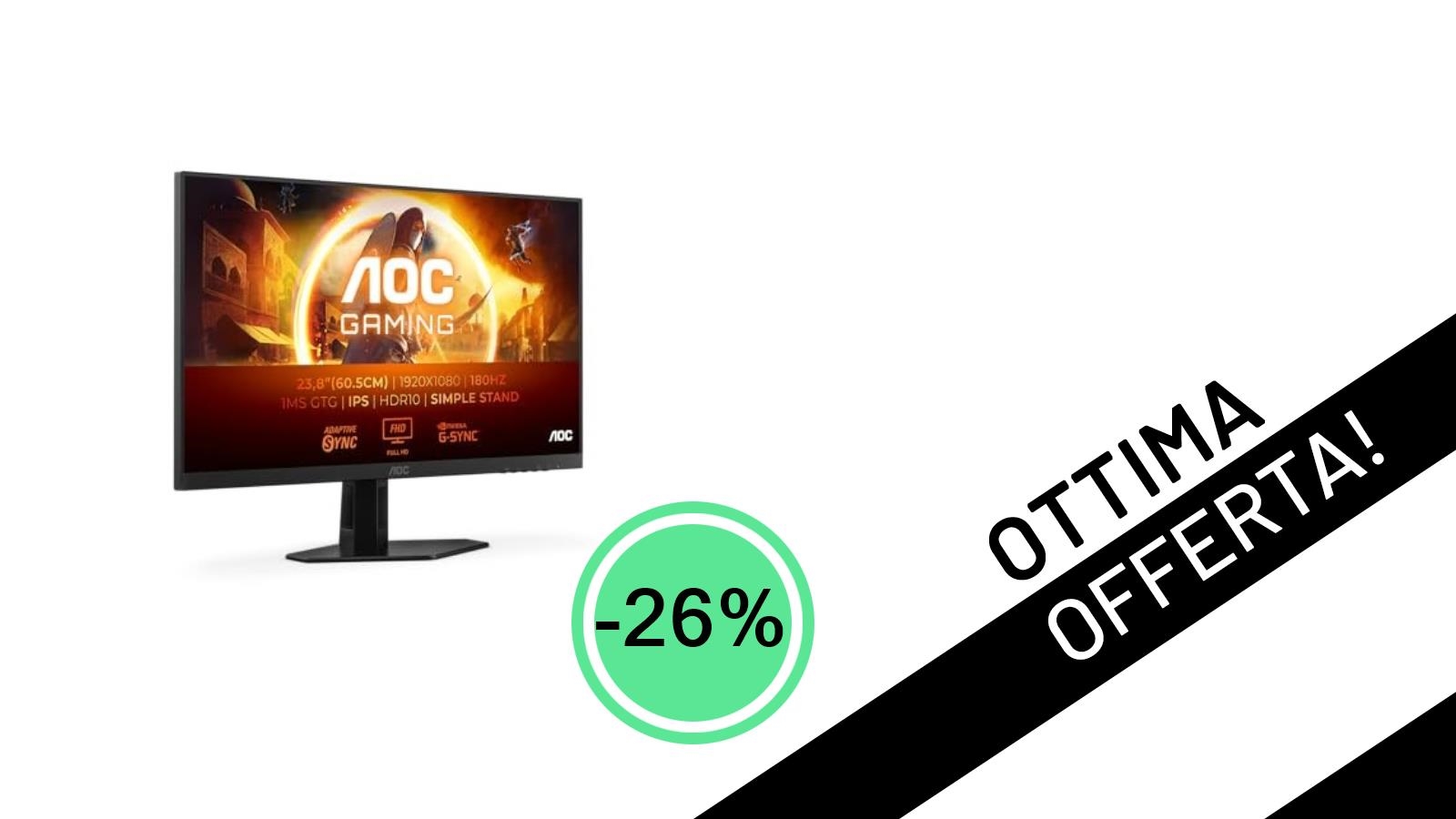 AOC Gaming 24G4XE: L'affare imperdibile sul monitor 180Hz e 1ms a soli 95€!