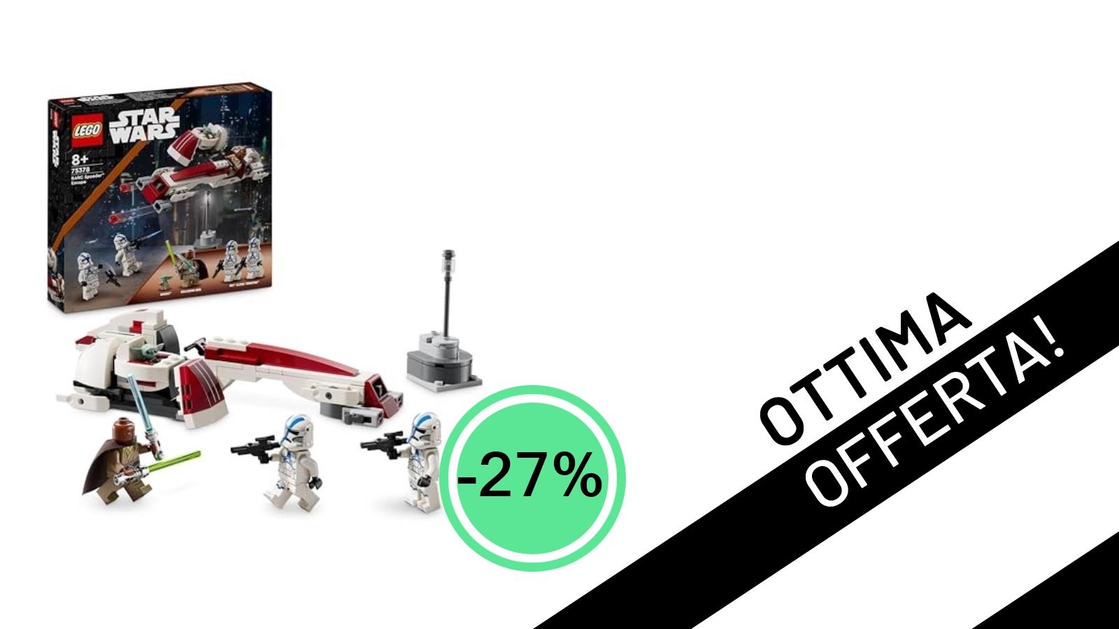 Immergiti nell'azione di The Mandalorian: LEGO Star Wars BARC Speeder con Grogu in super offerta!