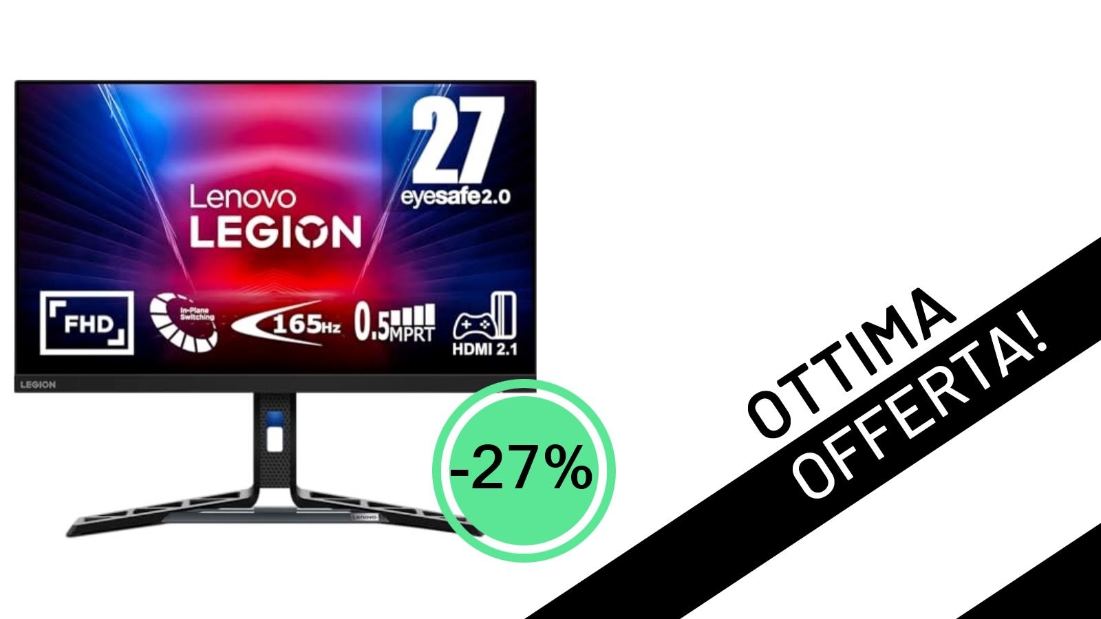 Lenovo Legion R27i-30: Monitor Gaming da 27" a un Prezzo Mai Visto con il -27% di Sconto!
