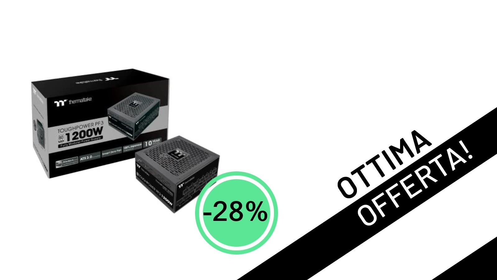 Offerta Shock: L'Alimentatore Thermaltake Toughpower PF3 1200W Gen 5 Scontato del 28% a Soli 189,99€!
