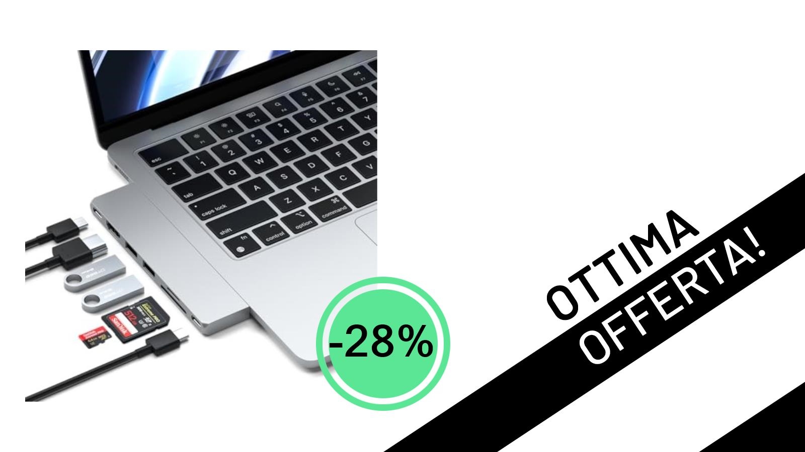 Trasforma il tuo MacBook: Satechi 7 in 1 USB4 Pro Slim Hub in offerta a soli 64,99€!
