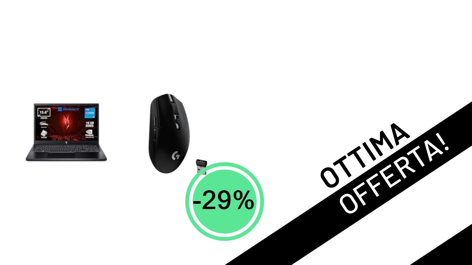 Offerta Imperdibile: Acer Nitro V 15 ANV15-51-5673 e Logitech G G305 a soli 835,99€ con il -29%!
