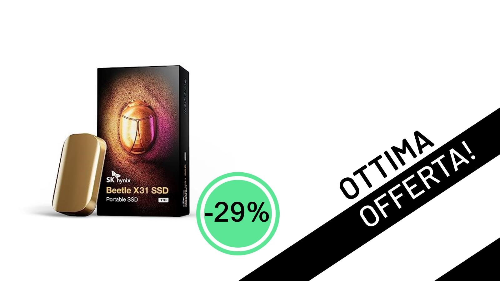 L'SSD Esterno SK Hynix Beetle X31 da 1TB è Ora un Affare Imperdibile su Amazon con il 29% di Sconto!