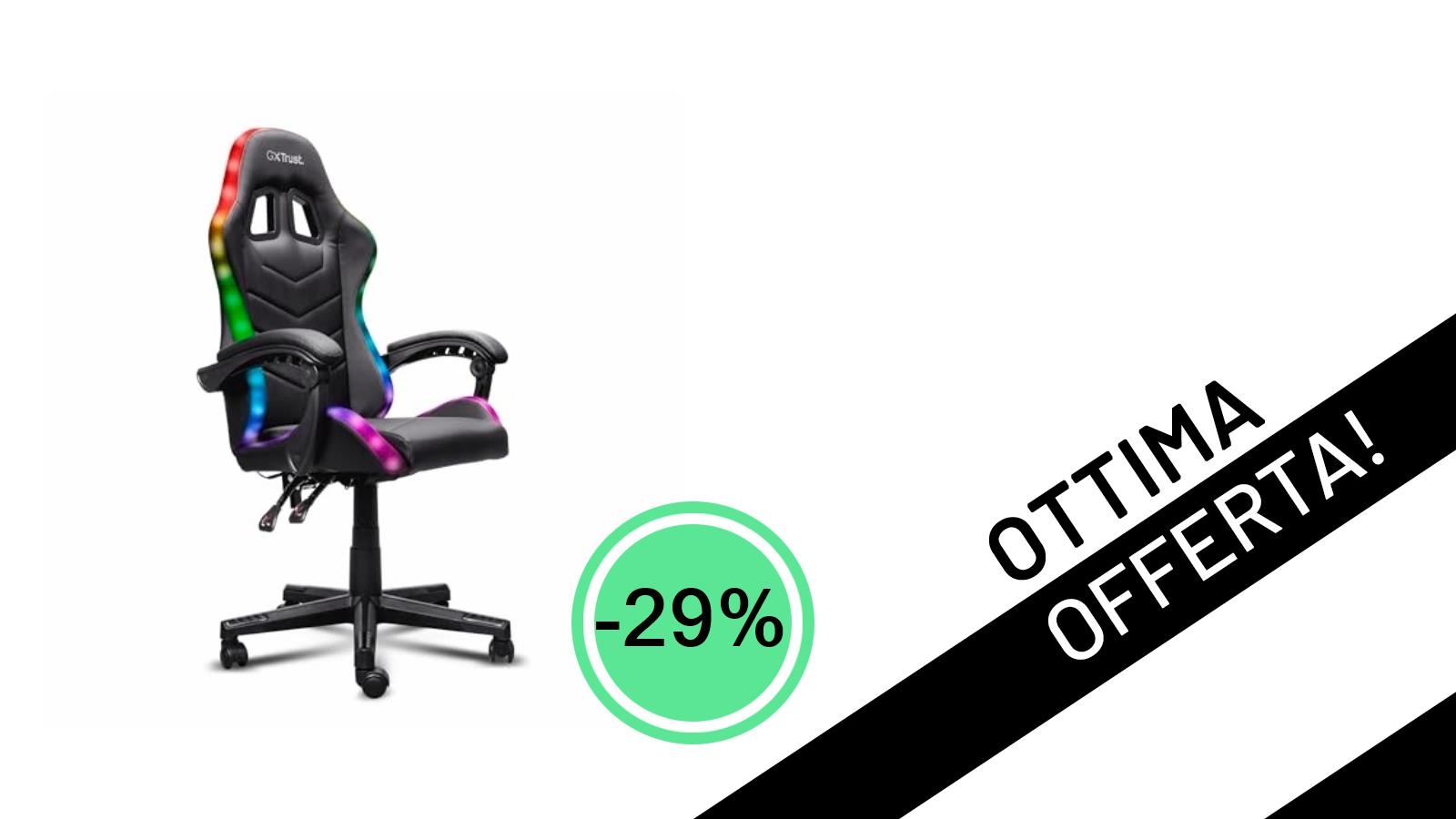Offerta Imperdibile: La Sedia Gaming RGB GXTrust 704 Roniq a Soli 99,99€!