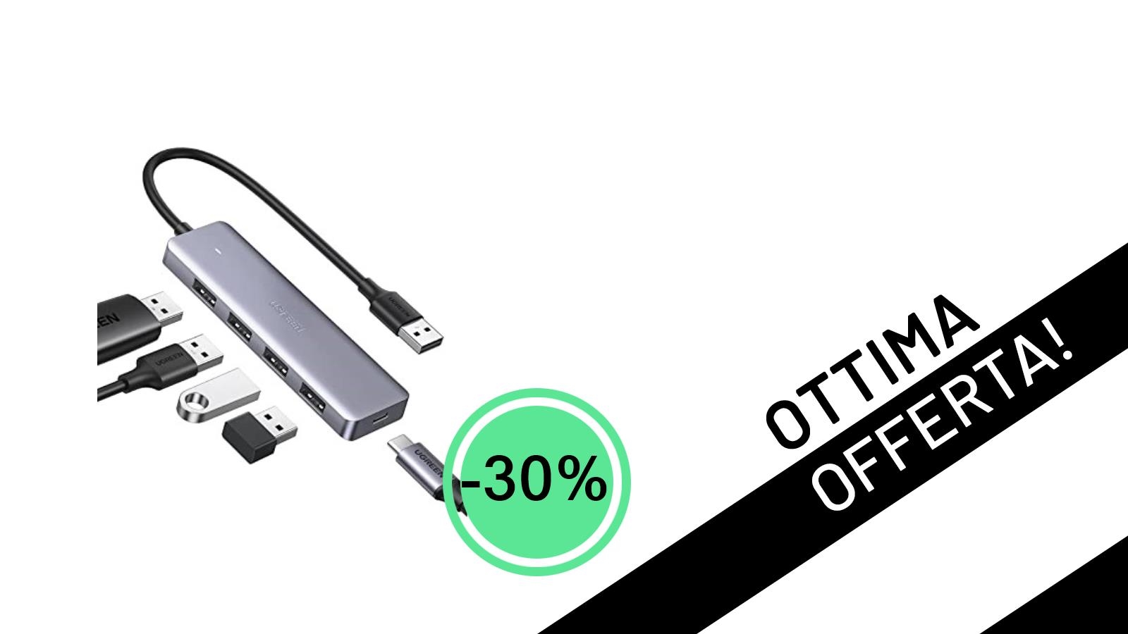 UGREEN Hub USB 3.0 a 4 Porte: Espandi la Tua Connettività con uno Sconto del 30%!
