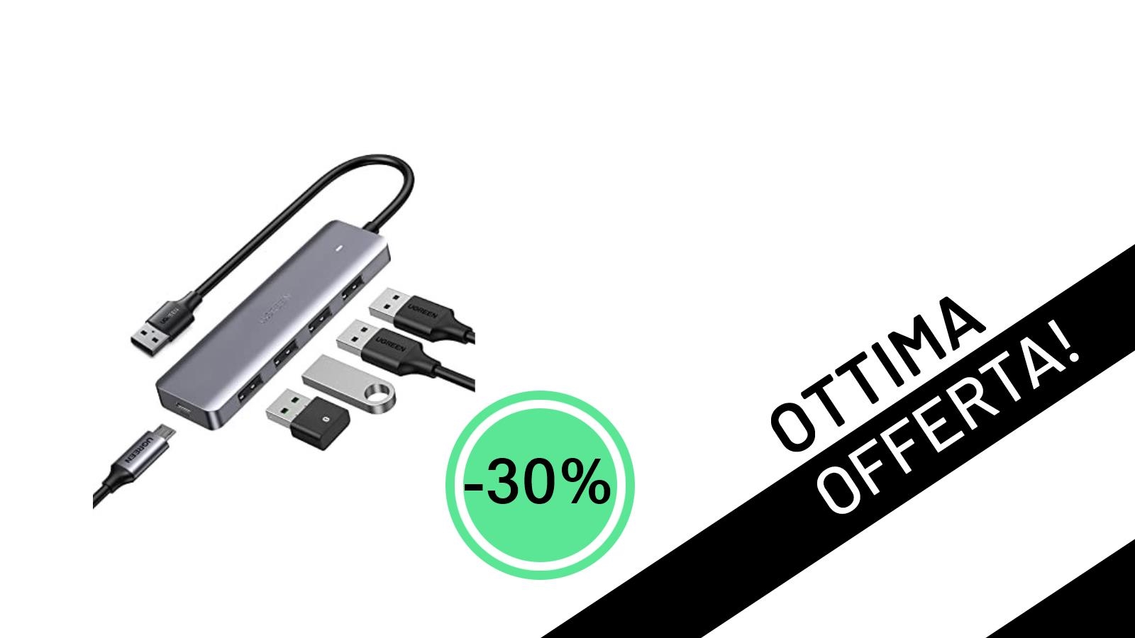 UGREEN Hub USB 3.0 a 4 Porte: Espandi la Tua Connettività con uno Sconto del 30%!