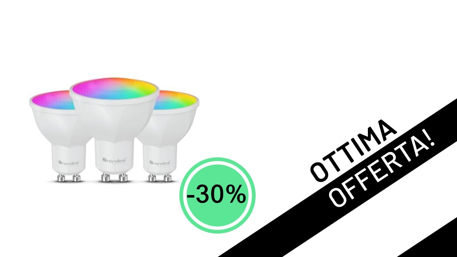 Illumina la tua casa con Nanoleaf: 3 Lampadine Smart GU10 a soli 34,99€ con il -30%!
