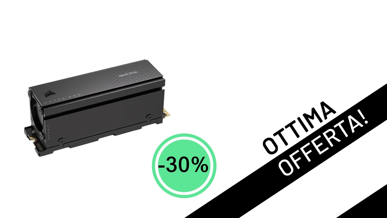Offerta Shock: Corsair MP700 PRO 1TB Gen5 con Raffreddatore ad Aria Scontato del 30%!