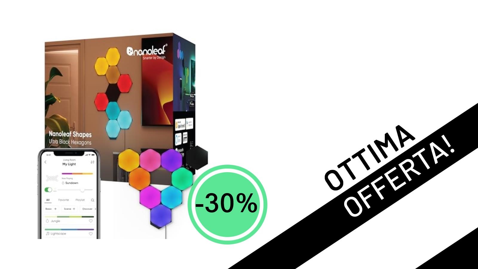 Illumina la Tua Casa con Stile: Nanoleaf Shapes Ultra Black Hexagon al -30%, Un'Offerta Imperdibile!