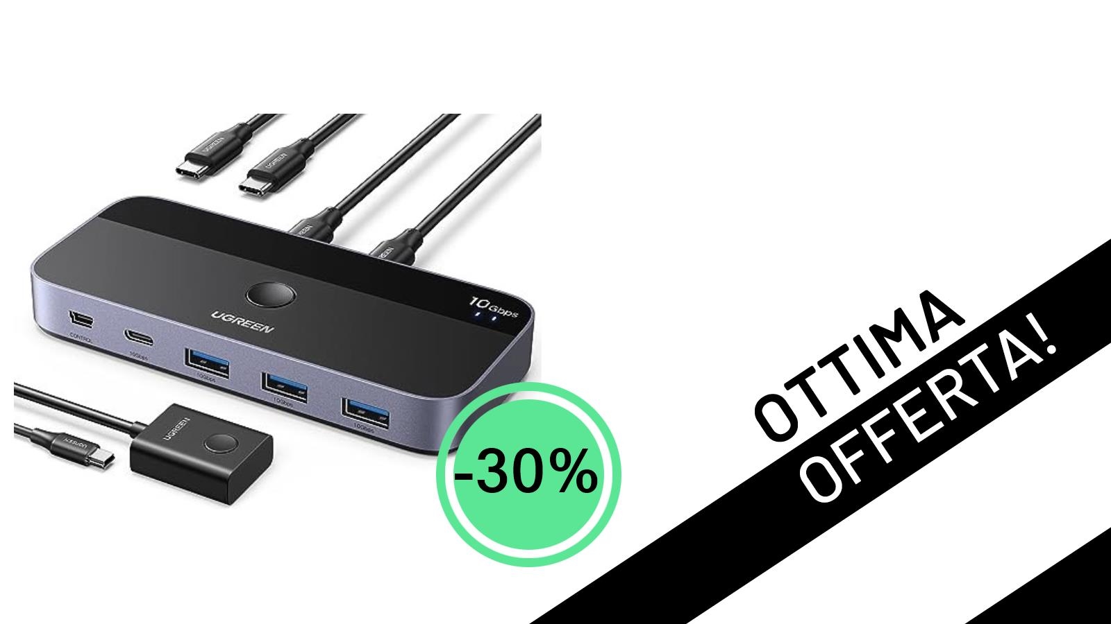 UGREEN Switch USB C 3.2 10Gbps: L'Hub KVM Definitivo in Offerta al -30%!