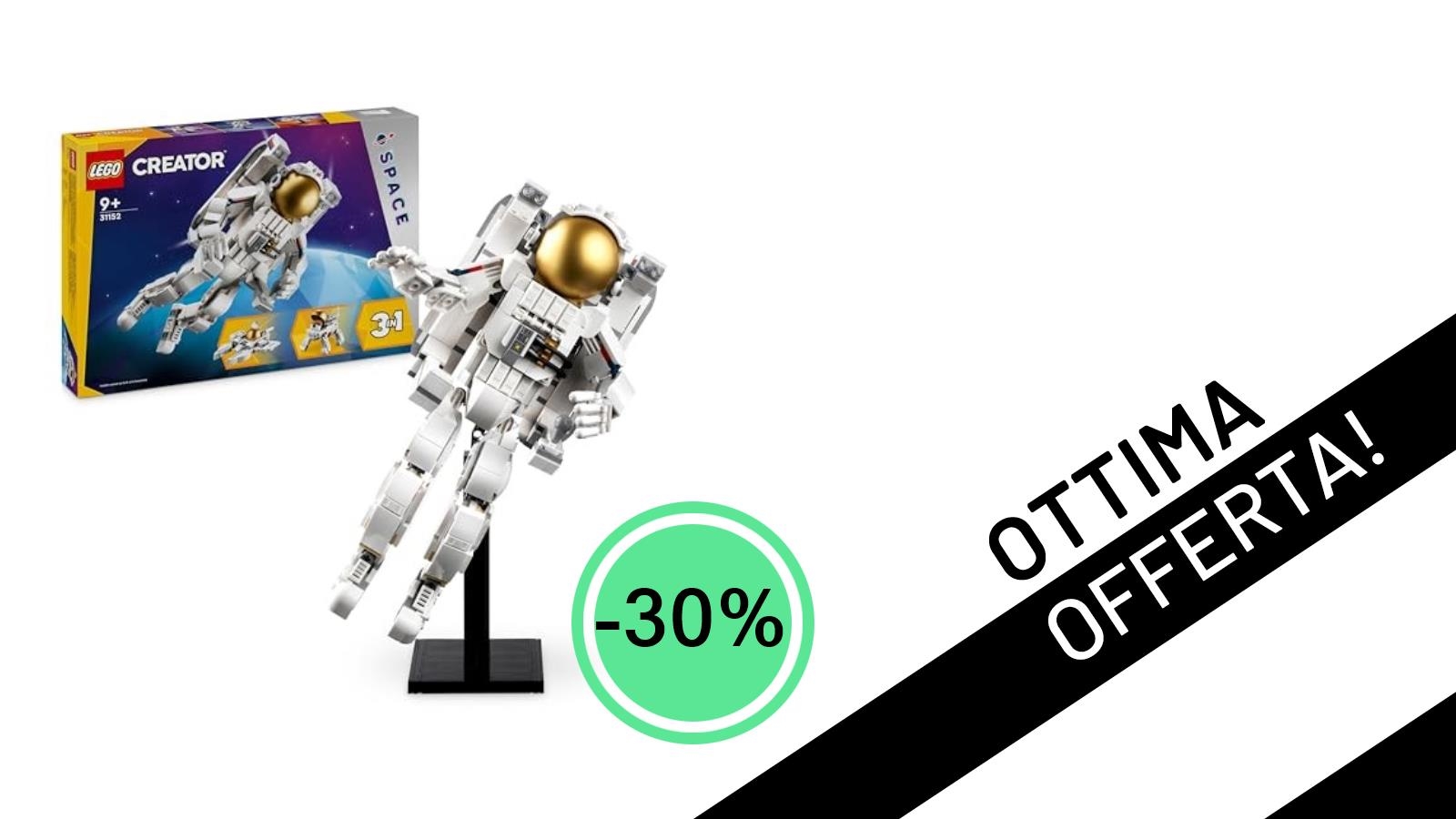 LEGO Creator 3 in 1 Astronauta Spaziale: Sconto del 30% per un'Avventura Stellare a Soli 34,99€!
