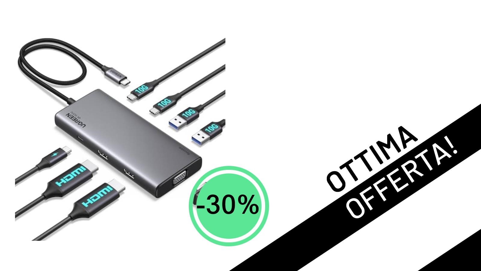 Affare Imperdibile: La Docking Station UGREEN Revodok Pro 3081 per Triplo Schermo Scontata del 30% a Soli 34,99€!