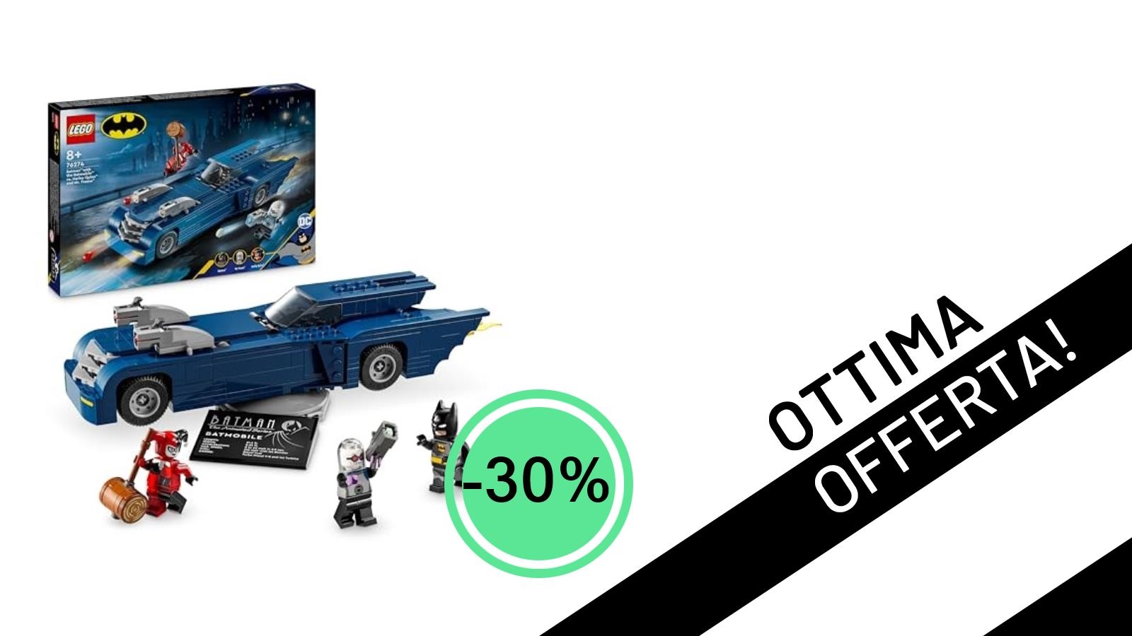 Sconto del 30% sull'epico set LEGO DC Batman 76274: Batmobile, Harley Quinn e Mr. Freeze a soli 41,99€!