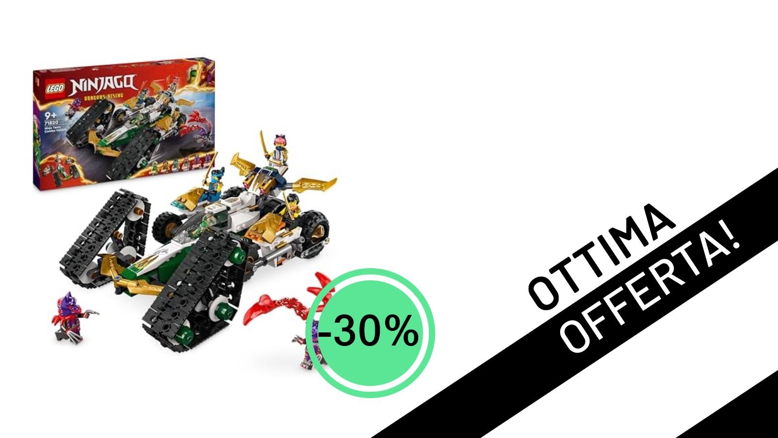 LEGO NINJAGO: Il Cingolato del Team Ninja 4 in 1 sfreccia su Amazon con uno sconto del 30%!